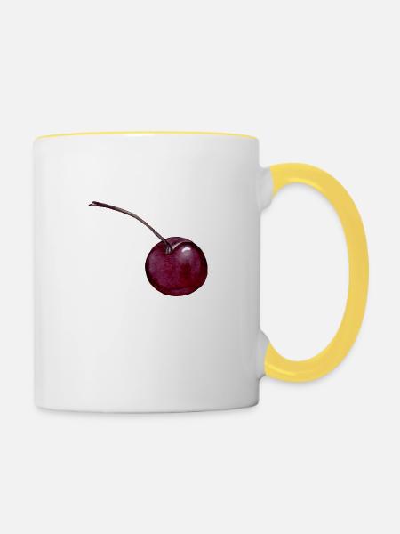Kirsche - Tasse zweifarbig - Weiß/Gelb