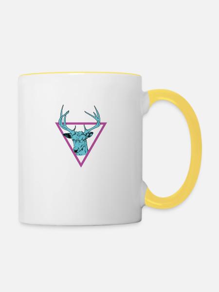 Hirsch - Hirschgeweih - Tasse zweifarbig - Weiß/Gelb
