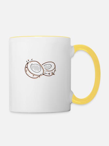 Kokosnuss - Tasse zweifarbig - Weiß/Gelb