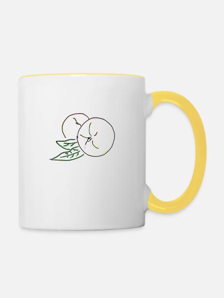 Pfirsich - Tasse zweifarbig - Weiß/Gelb