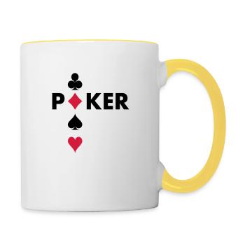 joueur de poker - Mug contrasté - blanc/jaune - Droite