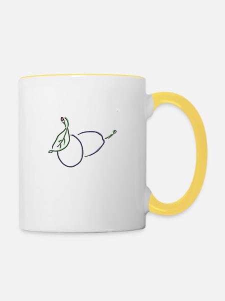 Pflaume - Tasse zweifarbig - Weiß/Gelb