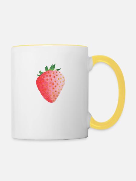 Erdbeere - Tasse zweifarbig - Weiß/Gelb