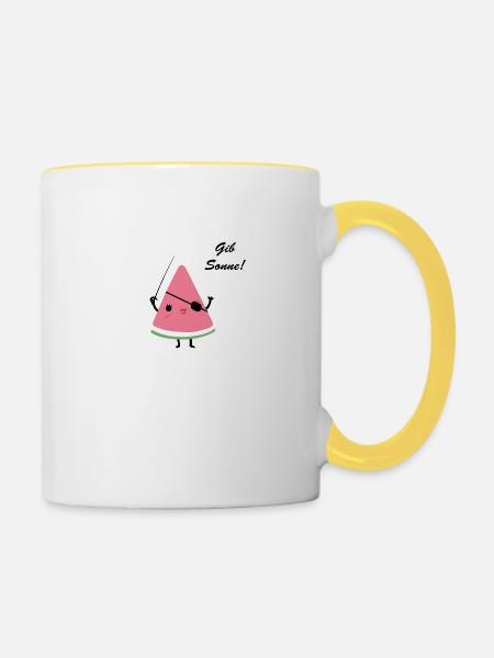 Melone Pirat Sonne - Tasse zweifarbig - Weiß/Gelb