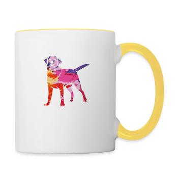Rainbow Labrador Retriever dog gift - Contrasting Mug - white/yellow - Right