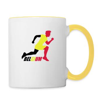 Belgique Belgique Texte Drapeau Cool Football Fan Fun - Mug contrasté - blanc/jaune - Droite