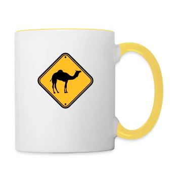 Shield warning danger caution Caution came - Contrasting Mug - white/yellow - Right