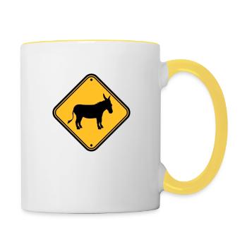 Note danger sign warning caution caution ese - Contrasting Mug - white/yellow - Right