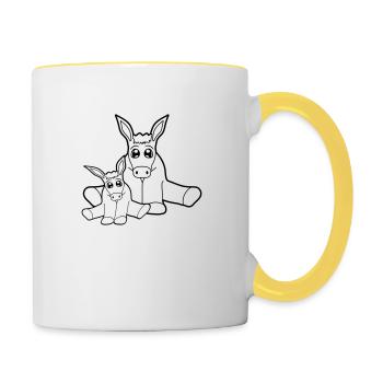 nachwuchs junges mama papa klein baby suess niedli - Tasse zweifarbig - Weiß/Gelb - Rechts