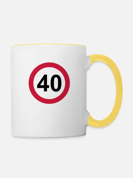40er - Tasse zweifarbig - Weiß/Gelb