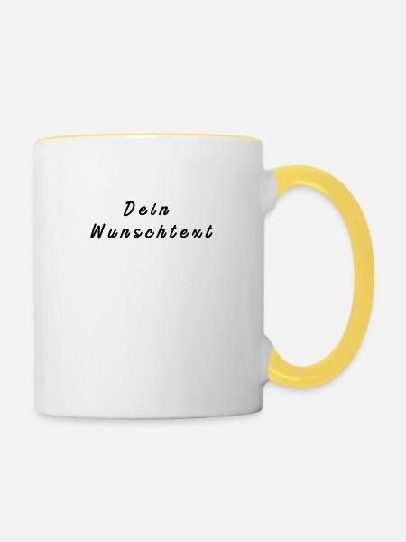 Wunsch - Tasse zweifarbig - Weiß/Gelb