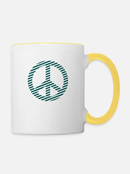 Love & Peace Design - Tasse zweifarbig - Weiß/Gelb