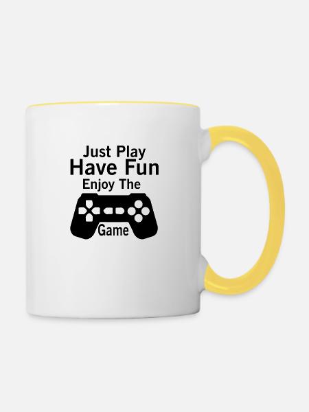 play the game - Tasse zweifarbig - Weiß/Gelb