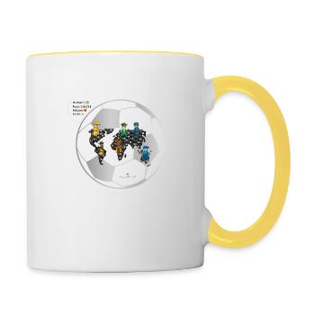 Fußball verbindet Welten- Die Hüter von Orbis - Tasse zweifarbig - Weiß/Gelb - Rechts