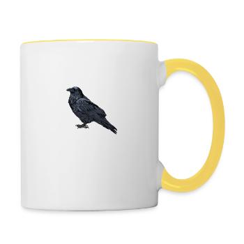 Krähen machen mich glücklich - Raben - Tasse zweifarbig - Weiß/Gelb - Rechts