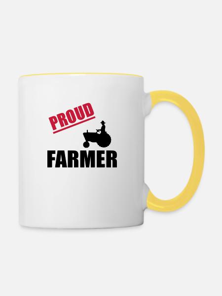 stolzer Bauer 3 - Tasse zweifarbig - Weiß/Gelb