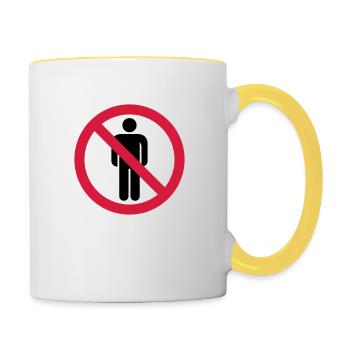 verboten dagegen hinweis schild hass menschen leut - Tasse zweifarbig - Weiß/Gelb - Rechts