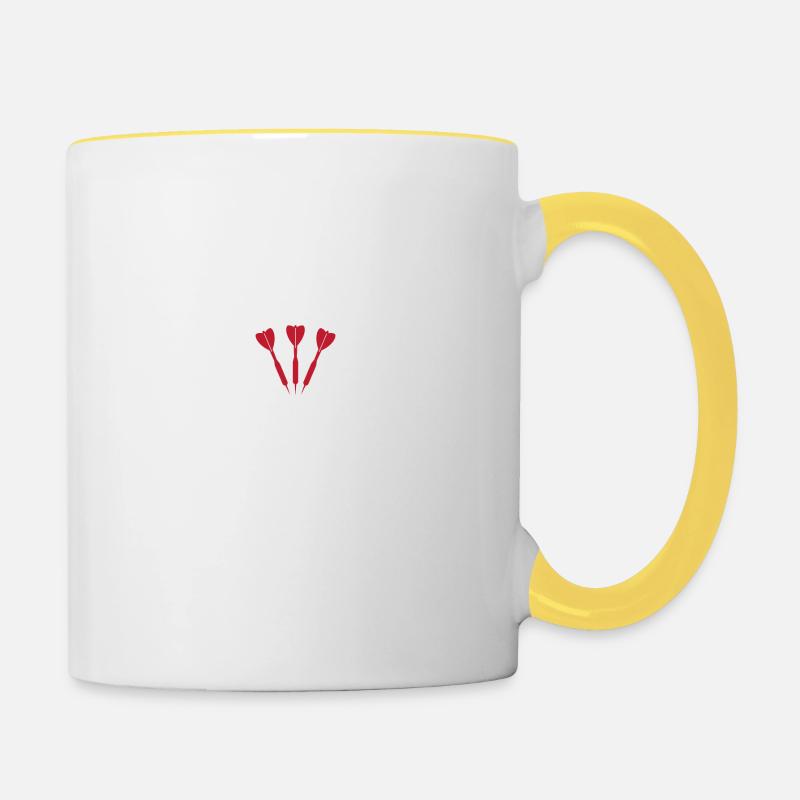 Our Drinking Club Has A dart Problem 01 - Contrasting Mug - white/yellow