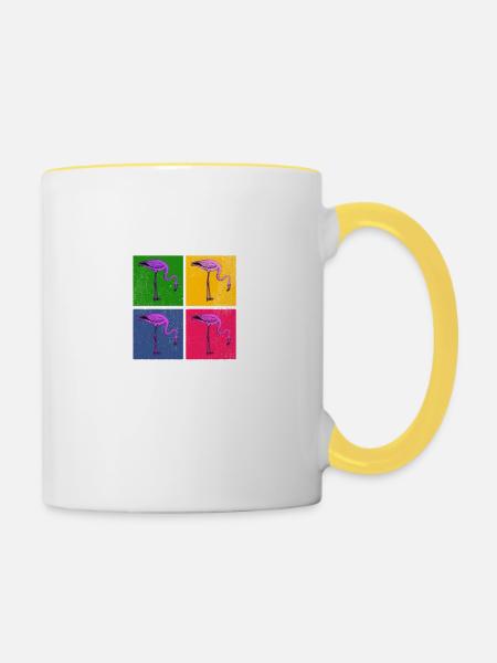 Flamingo - Tasse zweifarbig - Weiß/Gelb