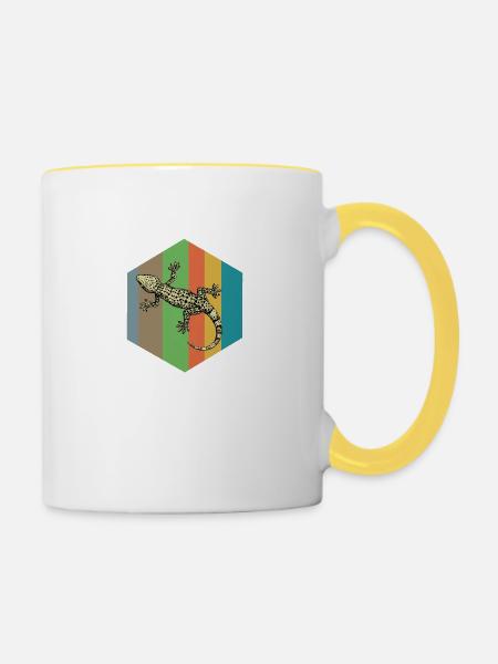 Eidechse - Tasse zweifarbig - Weiß/Gelb