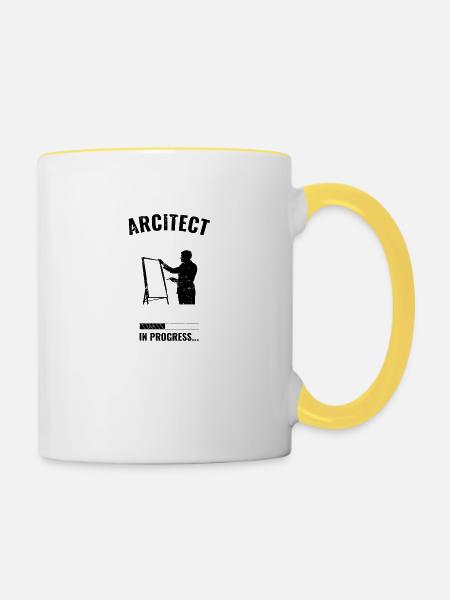 Architekt - Tasse zweifarbig - Weiß/Gelb