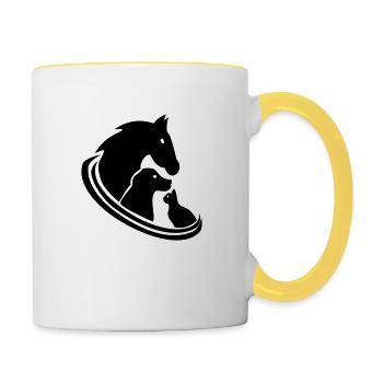 Logo de vétérinaires animaux guérisseurs - Mug contrasté - blanc/jaune - Droite