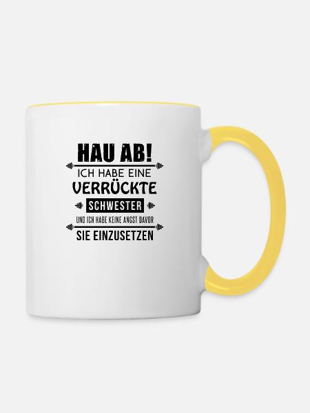 Hau ab - Tasse zweifarbig - Weiß/Gelb