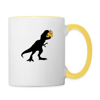 t rex monstre dinosaure dinosaure dino viande - Mug contrasté - blanc/jaune - Droite