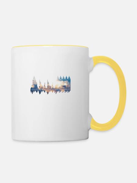 soundwaves - Tasse zweifarbig - Weiß/Gelb