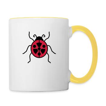 atom symbol radioactive danger danger warning hinwe - Contrasting Mug - white/yellow - Right