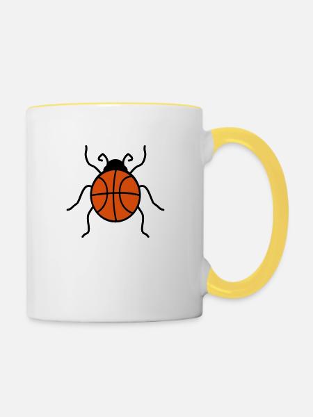 basketball sport verein korb ball marienkaefer kle - Tasse zweifarbig - Weiß/Gelb