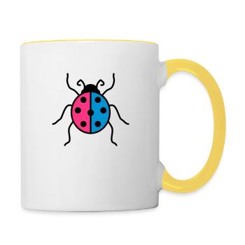 bunt marienkaefer klein suess niedlich kaefer rot - Tasse zweifarbig - Weiß/Gelb - Rechts