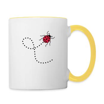 line dashed path path ladybug small sues - Contrasting Mug - white/yellow - Right