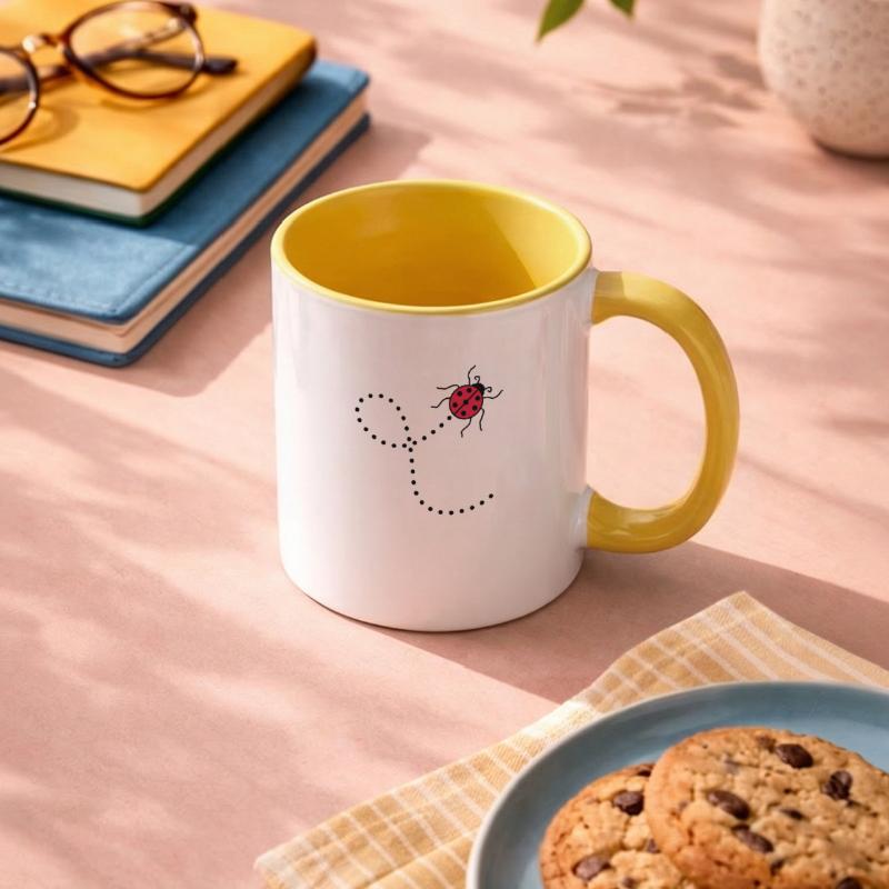 line dashed path path ladybug small sues Contrasting Mug