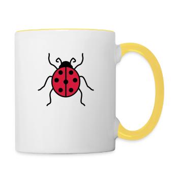 marienkaefer klein suess niedlich kaefer rot punkt - Tasse zweifarbig - Weiß/Gelb - Rechts