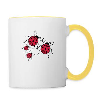 couple love couples 2 children babies mom boy maed - Contrasting Mug - white/yellow - Right