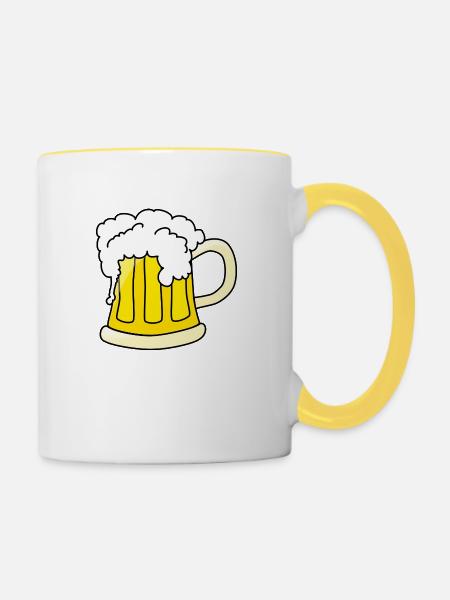 Bier - Tasse zweifarbig - Weiß/Gelb
