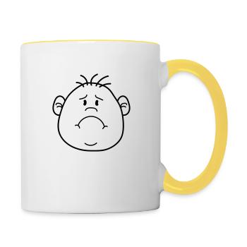 face head sad cry howl traenen ungluec - Contrasting Mug - white/yellow - Right