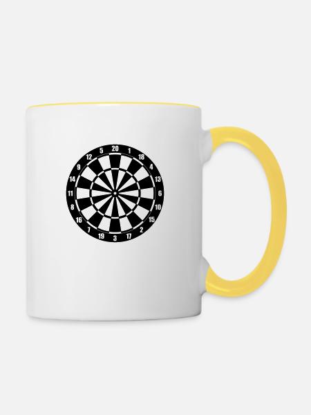 Dartscheibe - Tasse zweifarbig - Weiß/Gelb