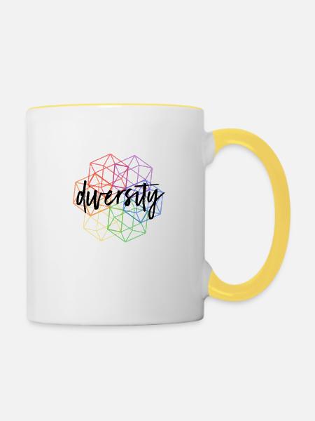 Diversity LGBT Gay Pride - Tasse zweifarbig - Weiß/Gelb