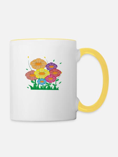 Blumenwiese - Tasse zweifarbig - Weiß/Gelb