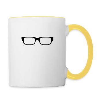 Nerdbrille Brille Cool Geschenkidee Nerdy Witzig - Tasse zweifarbig - Weiß/Gelb - Rechts