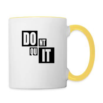 motivation spruch cool ausdauer fitness text logo - Tasse zweifarbig - Weiß/Gelb - Rechts