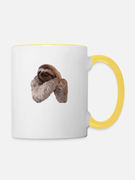 Faultier / Sloth - Tasse zweifarbig - Weiß/Gelb