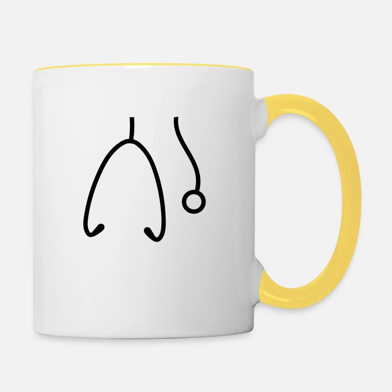 Pouls suspendu Stéthoscope écoutant le pouls du pouls - Mug contrasté - blanc/jaune