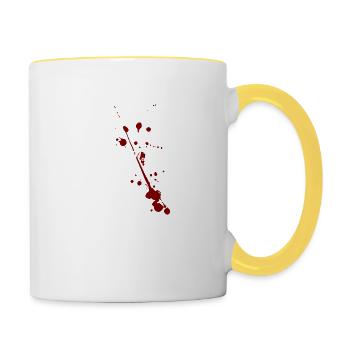 Unicorn haters hate hunters hunting blood spatter joke - Contrasting Mug - white/yellow - Right