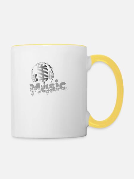 Music ... Mikrophon Musiker - Tasse zweifarbig - Weiß/Gelb