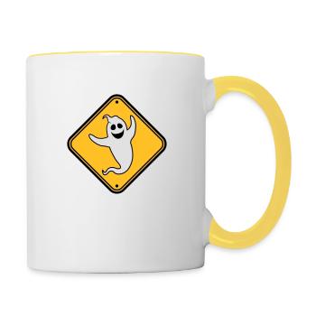 danger caution warning note danger shield vorsi - Contrasting Mug - white/yellow - Right