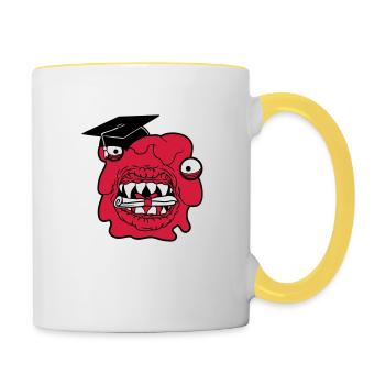 college schulabschluss abitur schule beendet zeugn - Tasse zweifarbig - Weiß/Gelb - Rechts