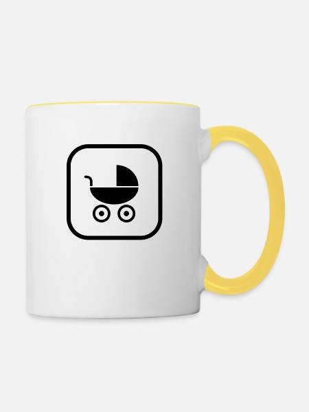 kinderwagen__logo__f1 - Tasse zweifarbig - Weiß/Gelb